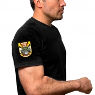Топовая черная футболка с термотрансфером Войска Связи 