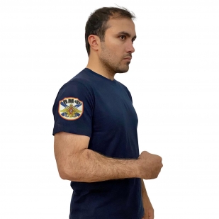 Трендовая темно-синяя футболка с термотрансфером ВМФ
