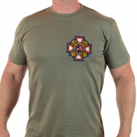 Трикотажная футболка цвета хаки с нашивкой Потомственный казак