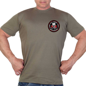Трикотажная оливковая футболка с термоаппликацией "Доброволец Z
