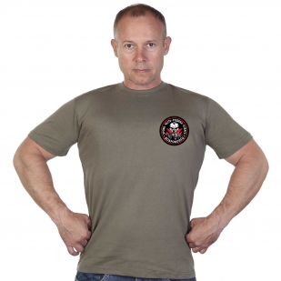 Трикотажная оливковая футболка с термоаппликацией Доброволец Z
