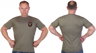 Трикотажная оливковая футболка с термотрансфером Доброволец ZV