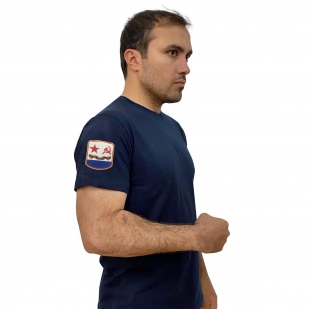 Трикотажная темно-синяя футболка с термотрансфером Флаг ВМФ СССР