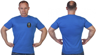 Васильковая футболка с нашивкой МЧС России Супермен
