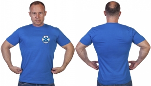 Васильковая футболка с нашивкой За ВМФ