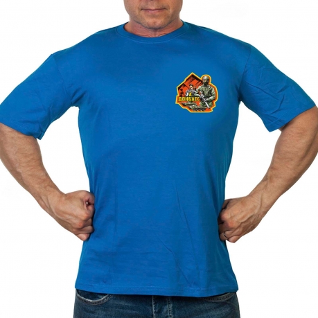 Васильковая футболка с термоаппликацией Zа Донбасс