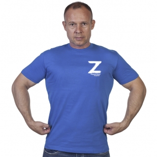 Васильковая футболка с термопринтом буква Z поддержим наших