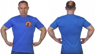 Васильковая футболка с термопринтом Отважные Zадачу Vыполнят