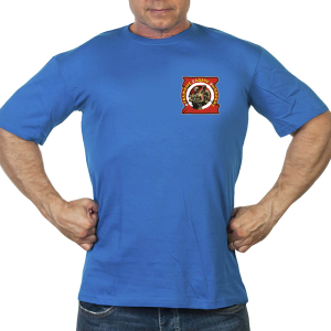 Васильковая футболка с термопринтом "Отважные Zадачу Vыполнят"