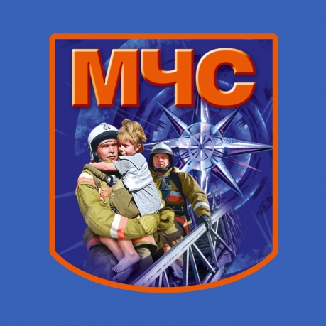 Васильковая футболка с термотрансфером МЧС