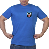 Васильковая футболка с термотрансфером ПВО