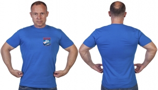 Васильковая футболка с термотрансфером ВМФ
