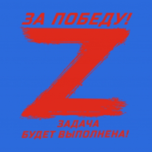 Васильковая футболка с термотрансфером Z За победу