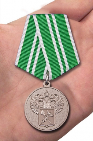 Ведомственная медаль "За службу в таможенных органах" 2 степени - вид на ладони