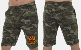 Военные милитари шорты с нашивкой Россия - купить онлайн