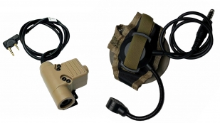 Военные наушники с микрофоном и кнопкой активации связи Push To Talk zSelex TASC1 (песок)