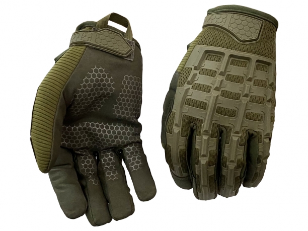Купить военные перчатки прорезиненные хаки-олива