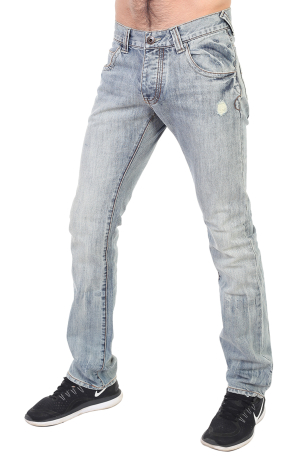 Выбеленные мужские джинсы на пуговицах