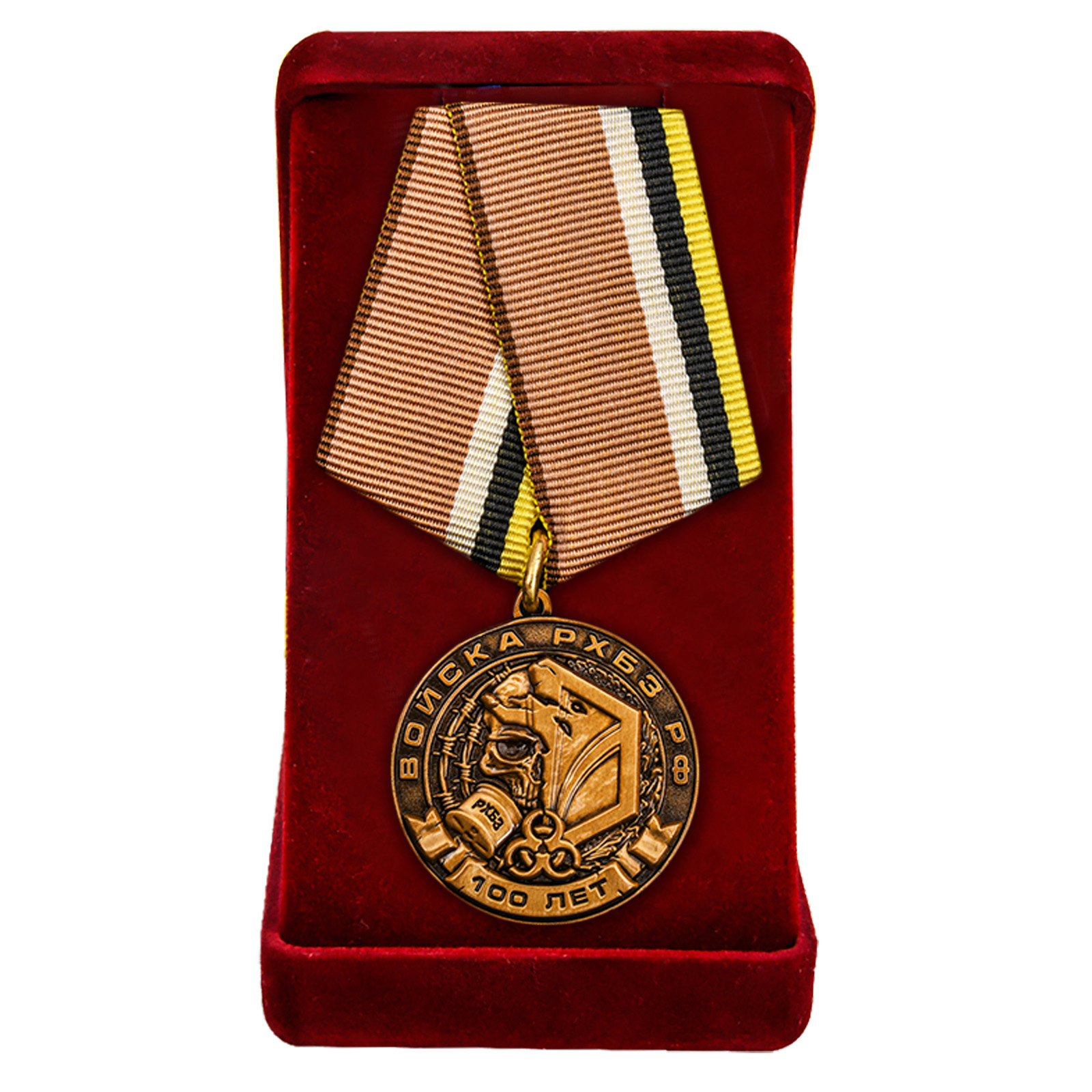 Купить юбилейную медаль 100 лет Войскам РХБЗ РФ с доставкой в ваш город