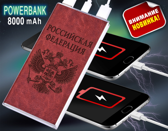 Патриотическое зарядное устройство повербанк с гербом России