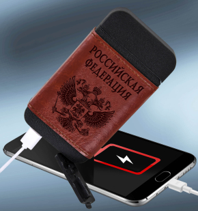 Подарочная зажигалка Power Bank в кожаном чехле Российская Федерация