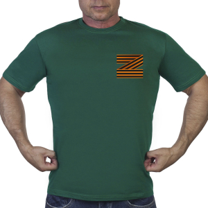 Зелёная футболка с гвардейским трансфером Z