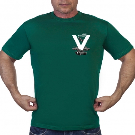 Зелёная футболка с термоаппликацией V Сила в правде