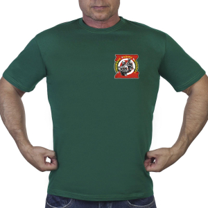 Зелёная футболка с термотрансфером "Отважные Zадачу Vыполнят"