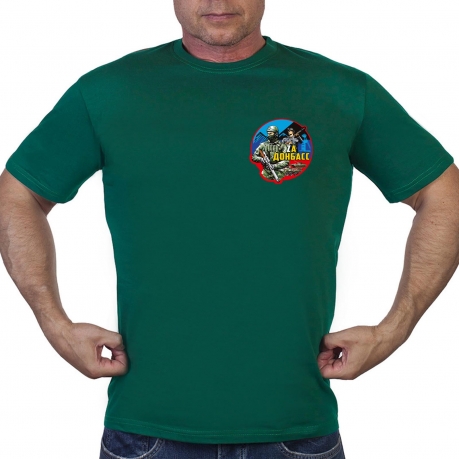 Зелёная футболка с термотрансфером Zа Донбасс