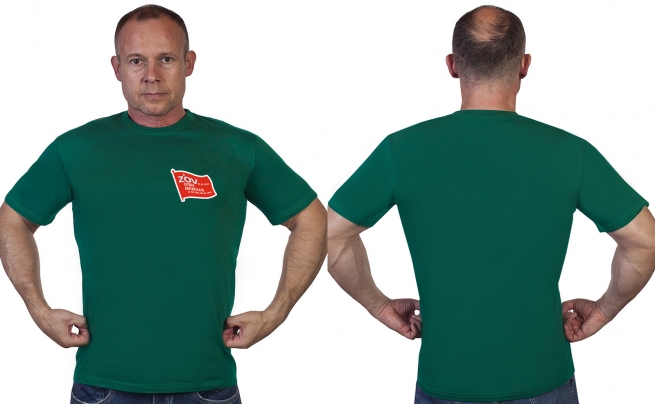 Зелёная футболка с термотрансфером ZOV сердец победителей