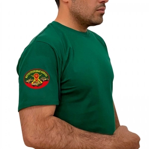 Зеленая хлопковая футболка с термотрансфером Мотострелковые Войска