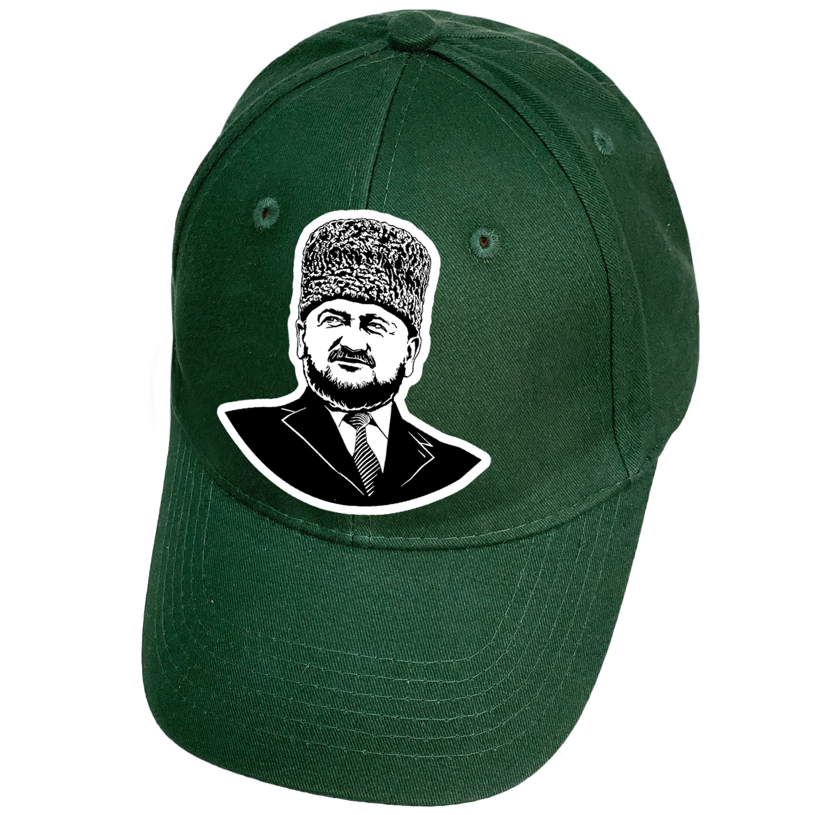 Зеленая кепка с портретом Ахмата Кадырова 