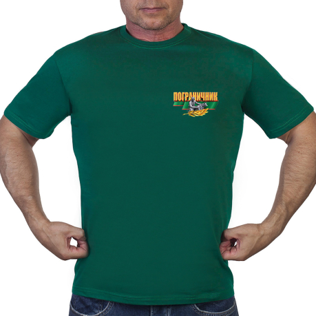Зелёная мужская футболка Пограничник