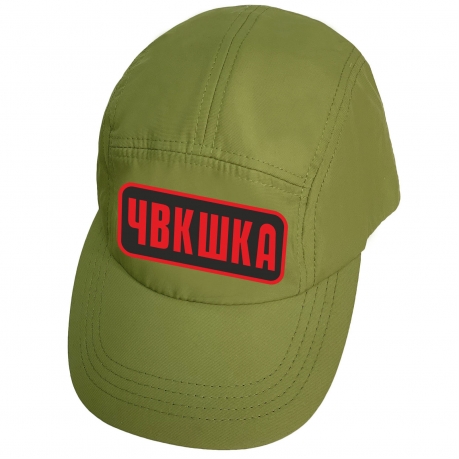 Зеленая надежная кепка-пятипанелька с термоаппликацией ЧВКшка