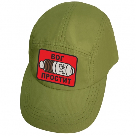 Зеленая стильная кепка-пятипанелька с термоаппликацией ВОГ простит