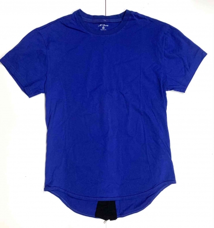 Женская футболка синего цвета с декоративной молнией на спине