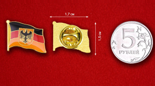 Значок Флага Германии с гербом - сравнительный размер