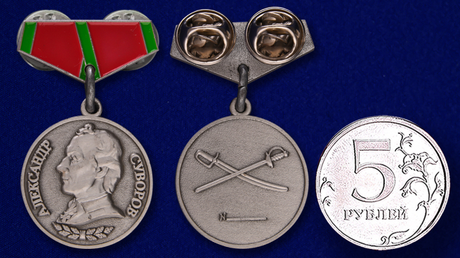 Миниатюрная копия медали Суворова - сравнительный размер