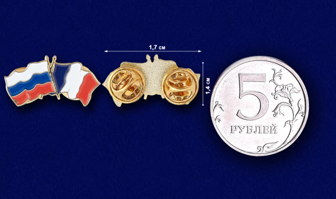 Значок Россия и Франция - сравнительный размер