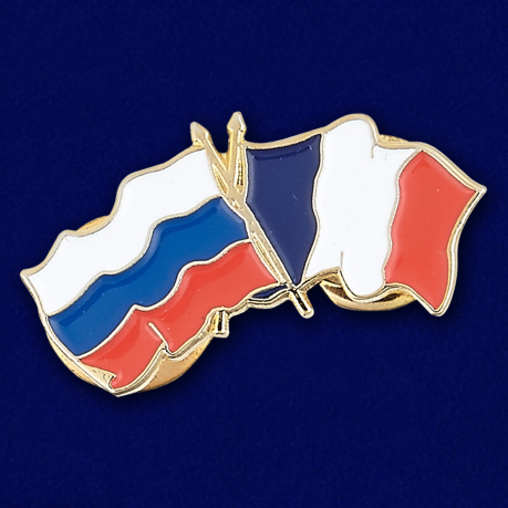 Значок Россия и Франция - вид под углом
