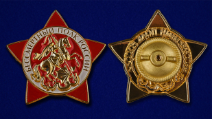 Знак "Бессмертный полк России" в нарядном футляре из флока - аверс и реверс