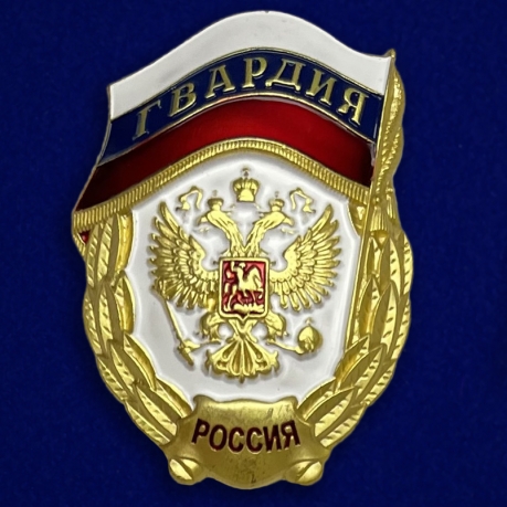 Знак Гвардия России в футляре из флока с пластиковой крышкой