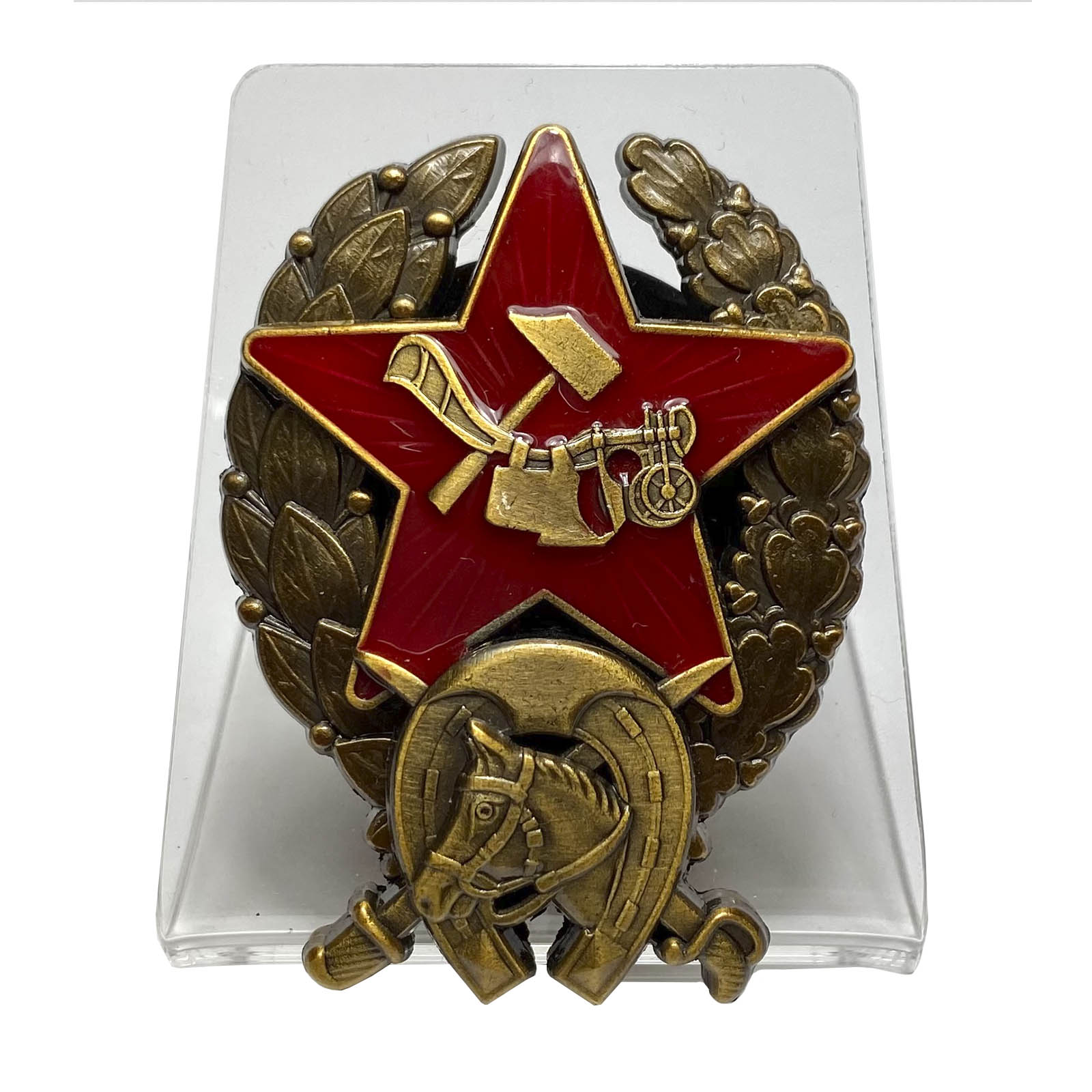 Знак Красного командира-кавалериста РККА на подставке