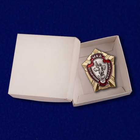 Знак МВД Отличник милиции на подставке - в коробочке