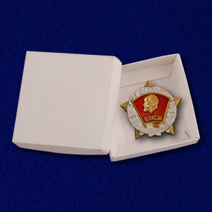 Знак ЦК ВЛКСМ "Воинская доблесть" на подставке