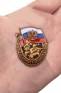 Знак За службу в Спецназе России в барханом футляре