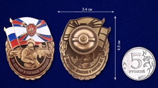 Знак За службу в Военной полиции на подставке - сравнительный вид