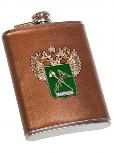 Золотистая фляжка с эмблемой Таможни в Военпро
